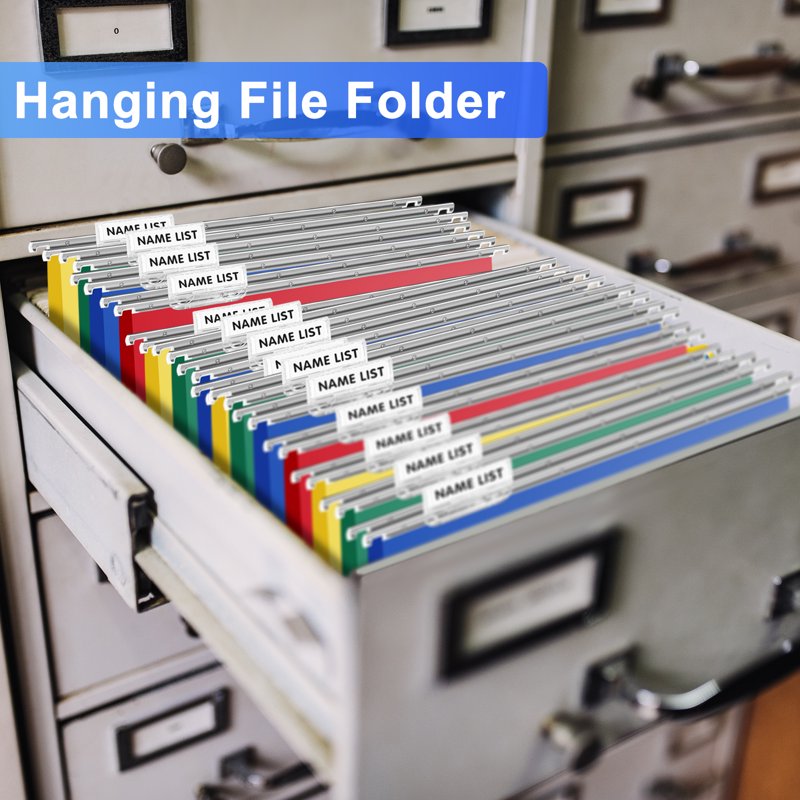 Heavy Duty Plastic Hanging File Folders with Metal Hook - Letter Size, Adjustable Tabs, 20 Pack