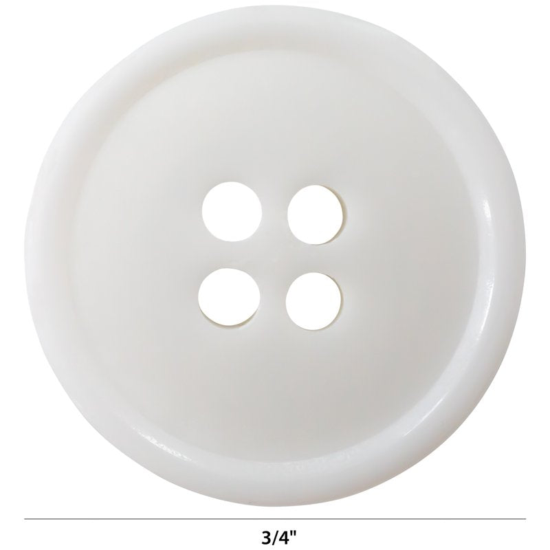 White 3/4 Inch 4-Hole Buttons - Pack of 3 for Sewing & Crafts