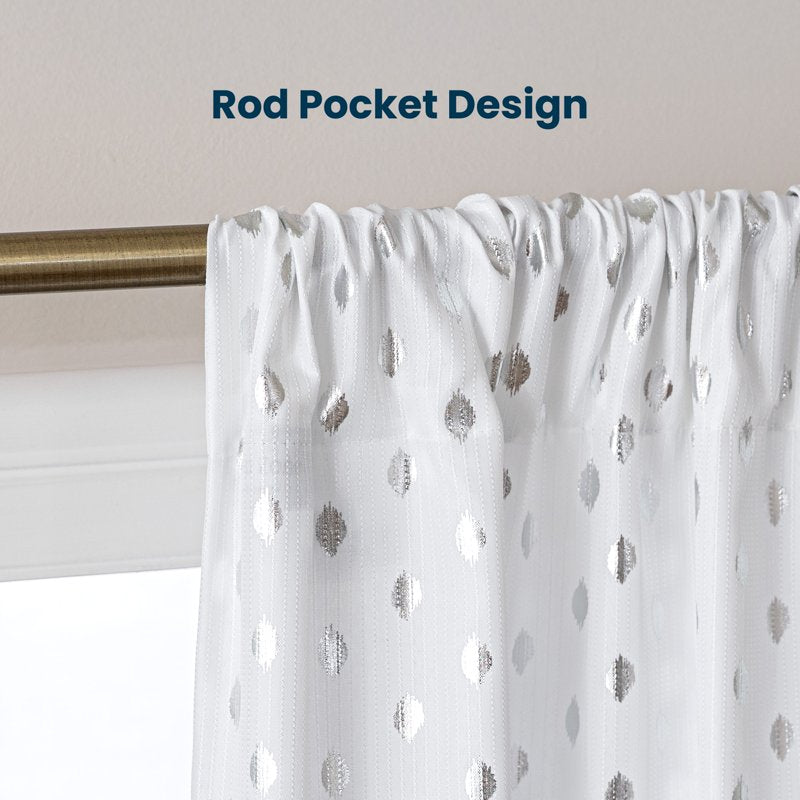 Semi Sheer Jacquard Curtain Panels - Light Filtering Window Drapes