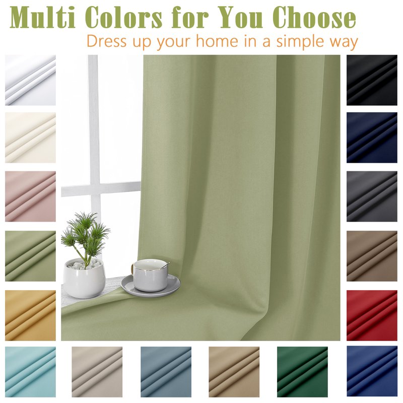 Blackout Curtains 2-Pack - Thermal Insulated Grommet Drapes for Bedroom & Sliding Doors