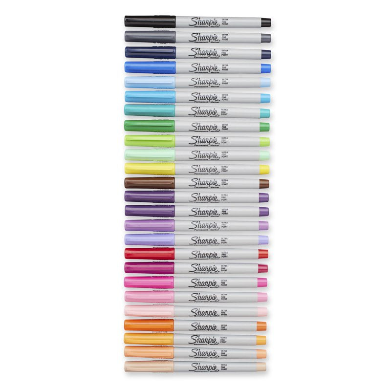 24 Pack Ultra Fine Point Permanent Markers with Pouch - Bold, Water-Resistant Ink
