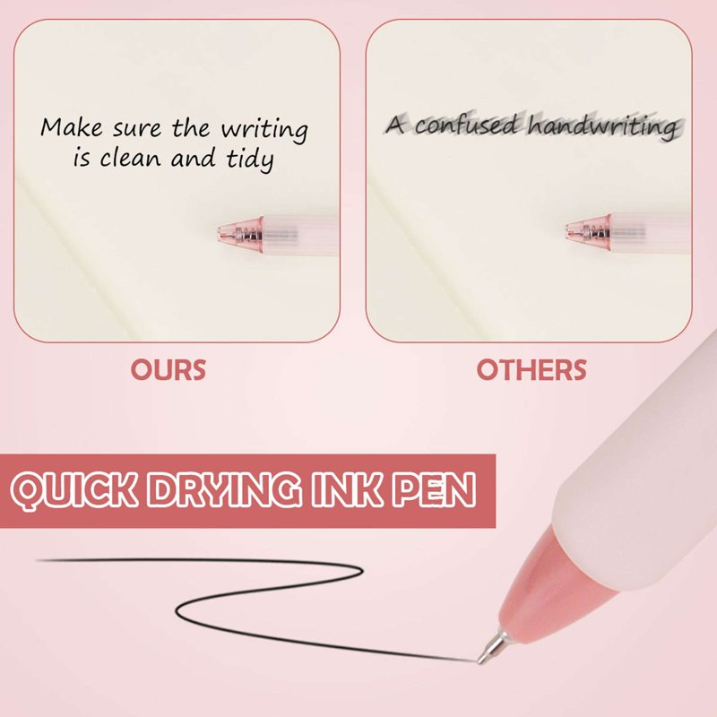 7-Pack Retractable Gel Pens with Quick Dry Black Ink & Fine 0.5mm Tip