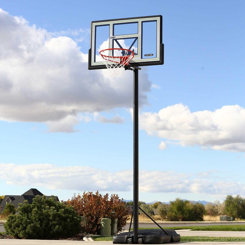 Portable 46-Inch Shatterproof Basketball Hoop with Adjustable Height and Classic Rim