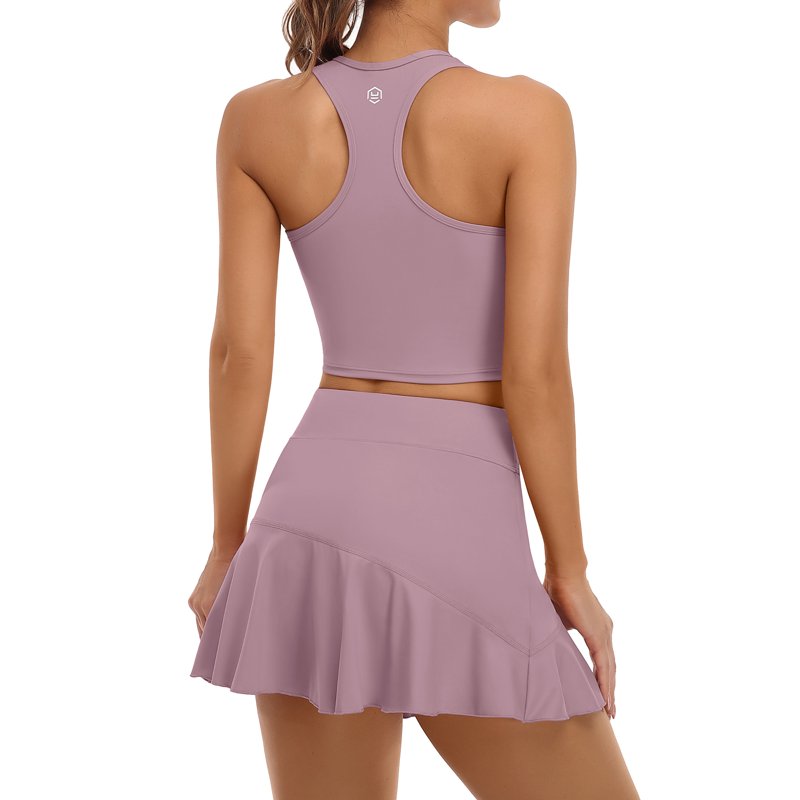 Women's 2 Piece Tennis Skirt Sets with Built-in Shorts & Pockets - Athletic Dress