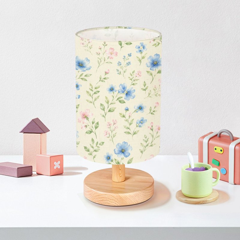 16-Color Dimmable Bedside Table Lamp with Floral Watercolor Shade - Nightstand Light for Bedroom & Nursery