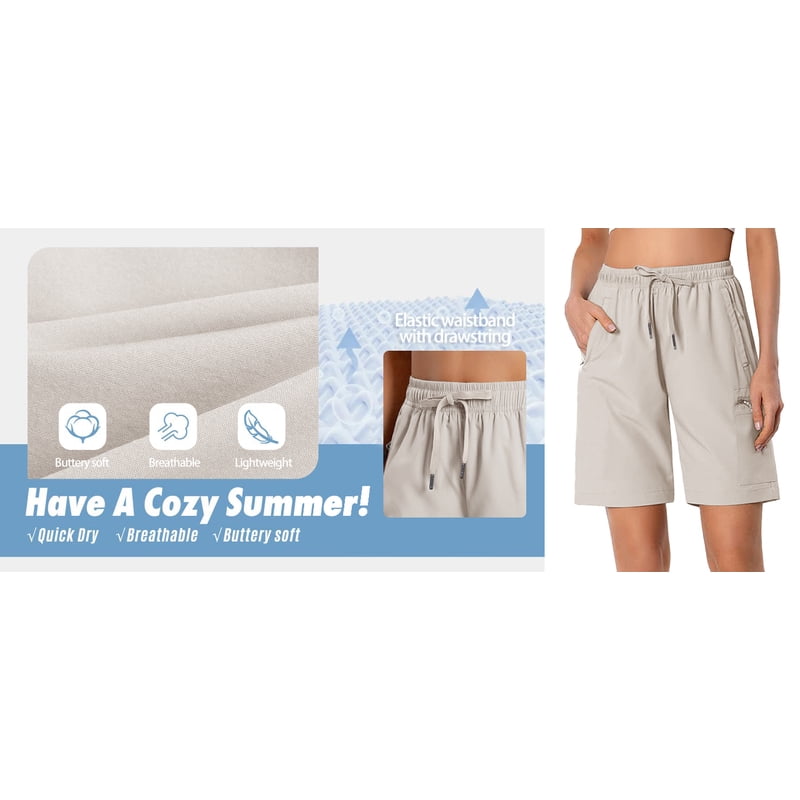 Women's Quick Dry Cargo Shorts for Hiking & Casual Summer Wear