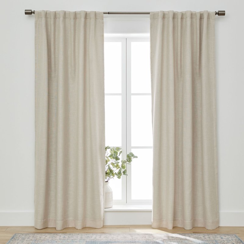 Blackout Linen Blend Curtain Panel - 50x95 Inches, Rod Pocket, Multiple Colors