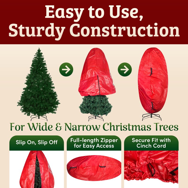 Christmas Tree Storage Bag for Up to 9 Ft Artificial Trees - Red