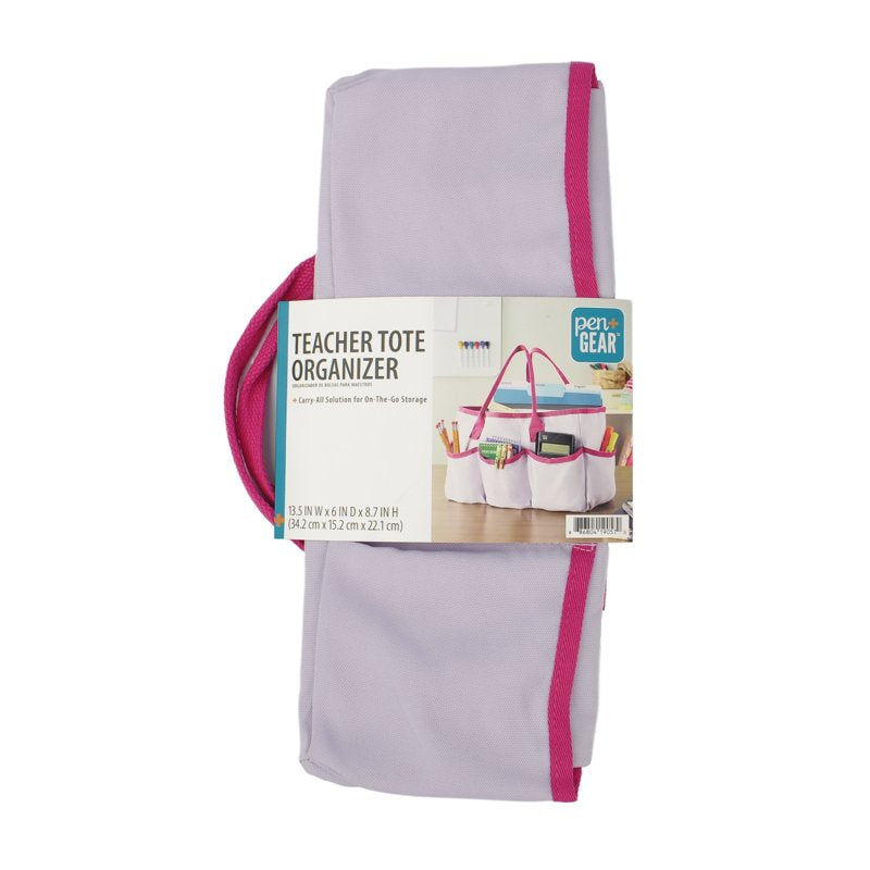Teacher Tote Bag Organizer Carry-All for Classroom Supplies - Pink, Teal, Multicolor