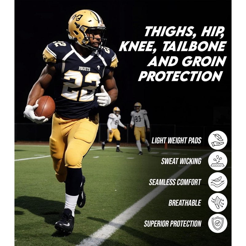 Men's Padded Compression Football Girdle with 7-Pad Hip Knee & Tailbone Protection