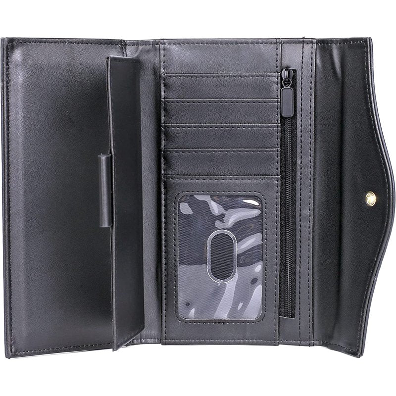 Women's Leather Clutch Organizer with Removable Checkbook & Card Slots