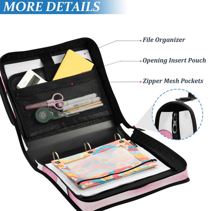 Waterproof Zipper Binder with Shoulder Strap, 2-Inch D-Ring, Holds 500 Sheets