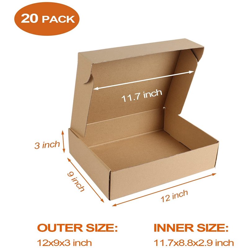 Calenzana 12x9x3 Shipping Boxes Set of 20 - Corrugated Mailer Boxes for Small Business Packaging