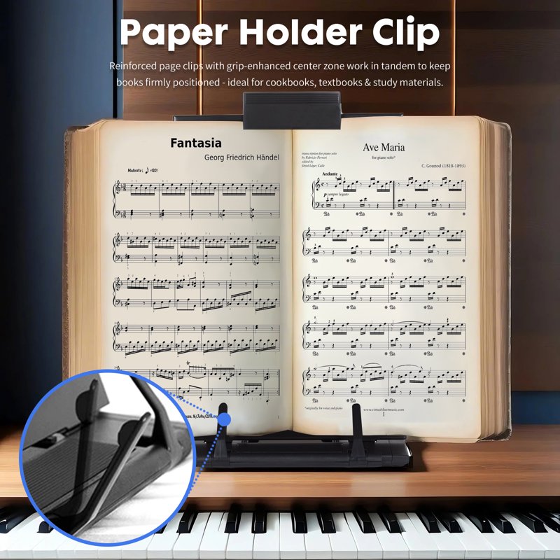 Desktop Document Holder for Reading and Typing - 7 Adjustable Angles, Holds Up to 150 Sheets, Black