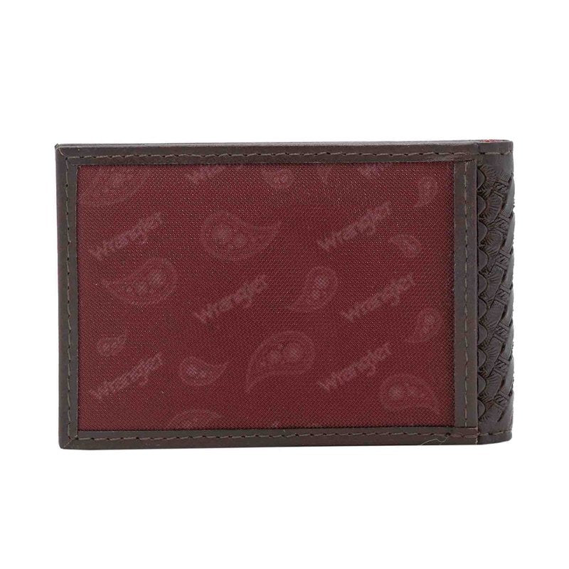 Men's Genuine Leather Wallet with Magnetic Closure and Basket Weave Design