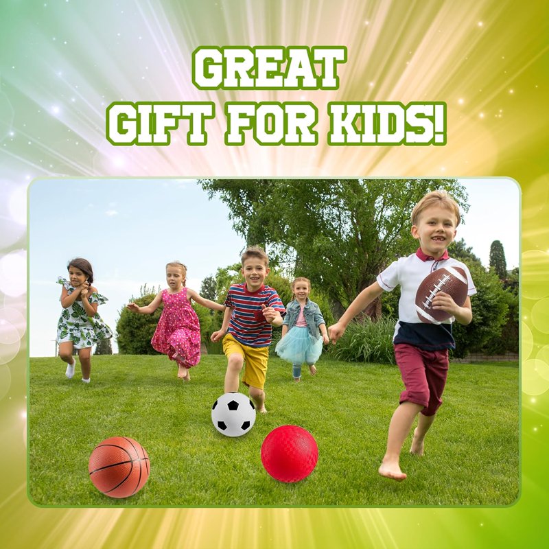 Kids Sports Balls Set - 4-Pack 5-Inch Rubber Balls for Indoor & Outdoor Play