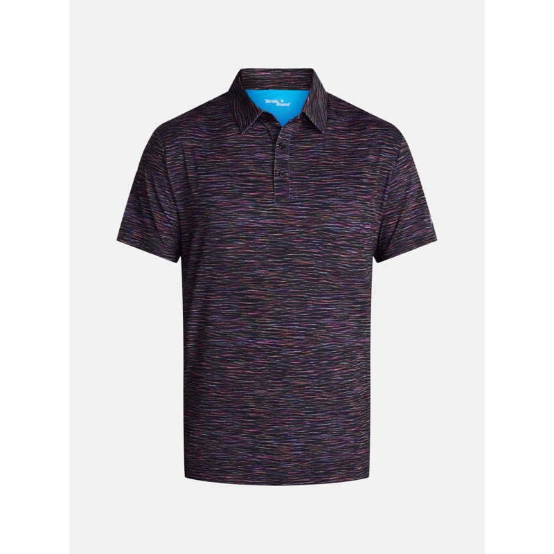 Men's Melange Print Golf Polo Shirt with UPF 50+ Sun Protection