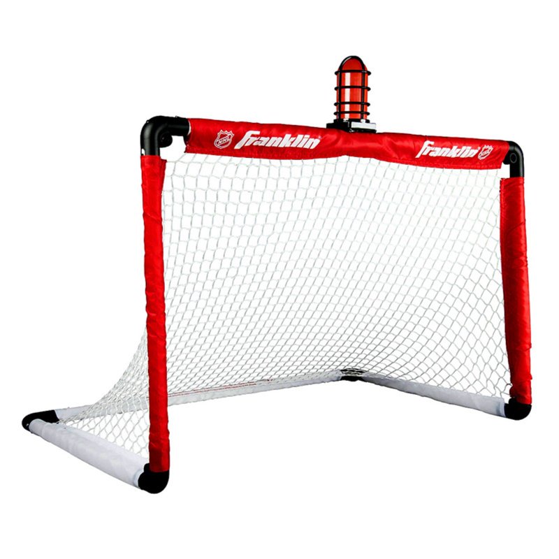 Mini Hockey Goal Set with Light-Up Net, Stick & Ball - Indoor Floor & Knee Hockey