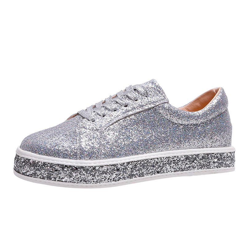 Sparkly Women's Glitter Tennis Sneakers - Comfortable Casual Shoes for Walking