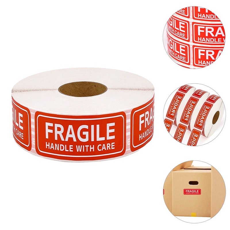 150pcs Handle with Care Shipping Labels - Fragile Moving Stickers (Red)