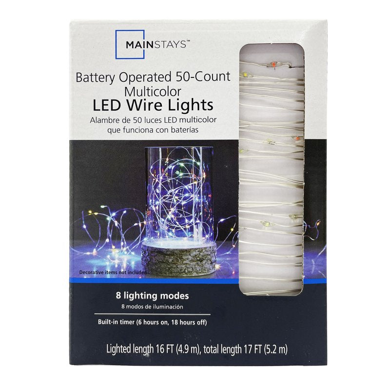 Battery-Operated Multi-Color LED String Lights with 8 Modes - 50 Lights, Indoor & Outdoor Use