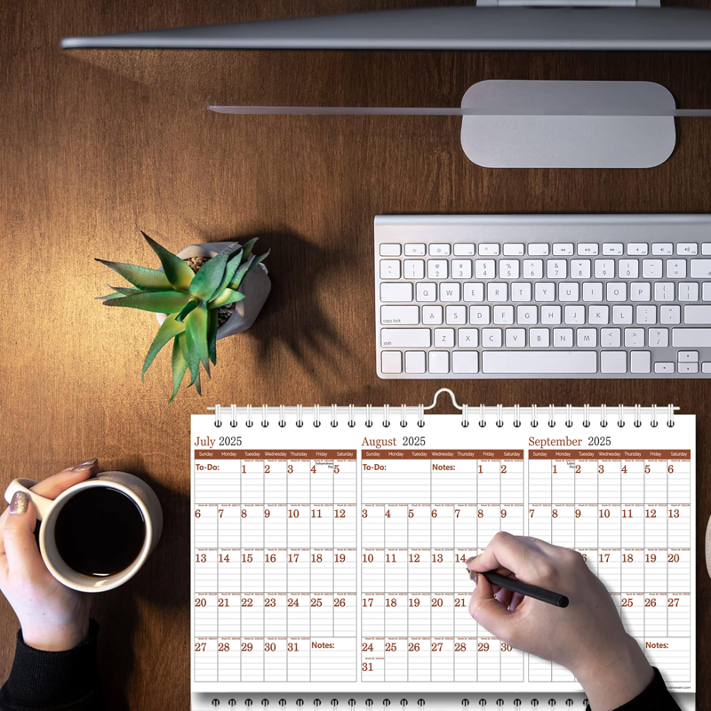 Large 3-Year Wall Calendar with Move-a-Page System, 38x17 Inches