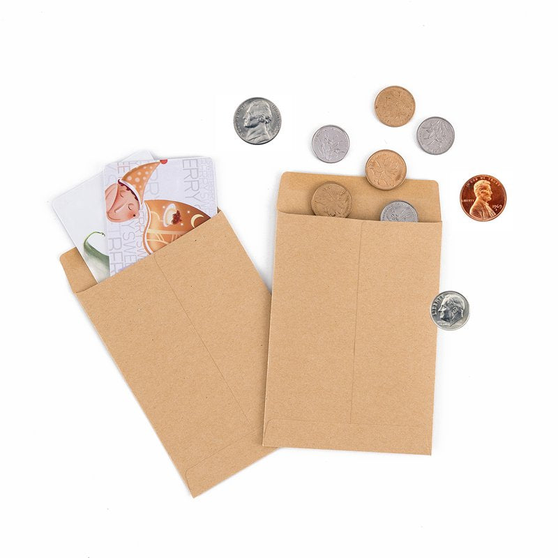 500 Pcs Small Self-Adhesive Kraft Envelopes for Seeds Coins & Small Items