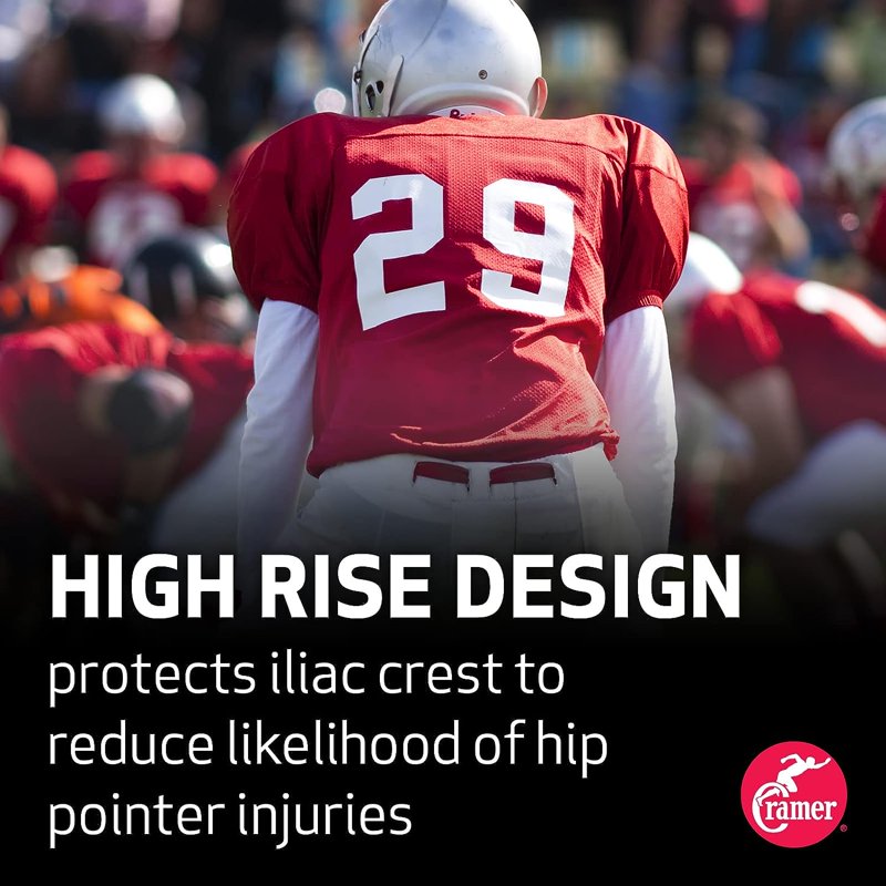 Youth Football Game Pants with 7 Impact-Absorbing Pads - Black, High-Rise Hip & Thigh Padding