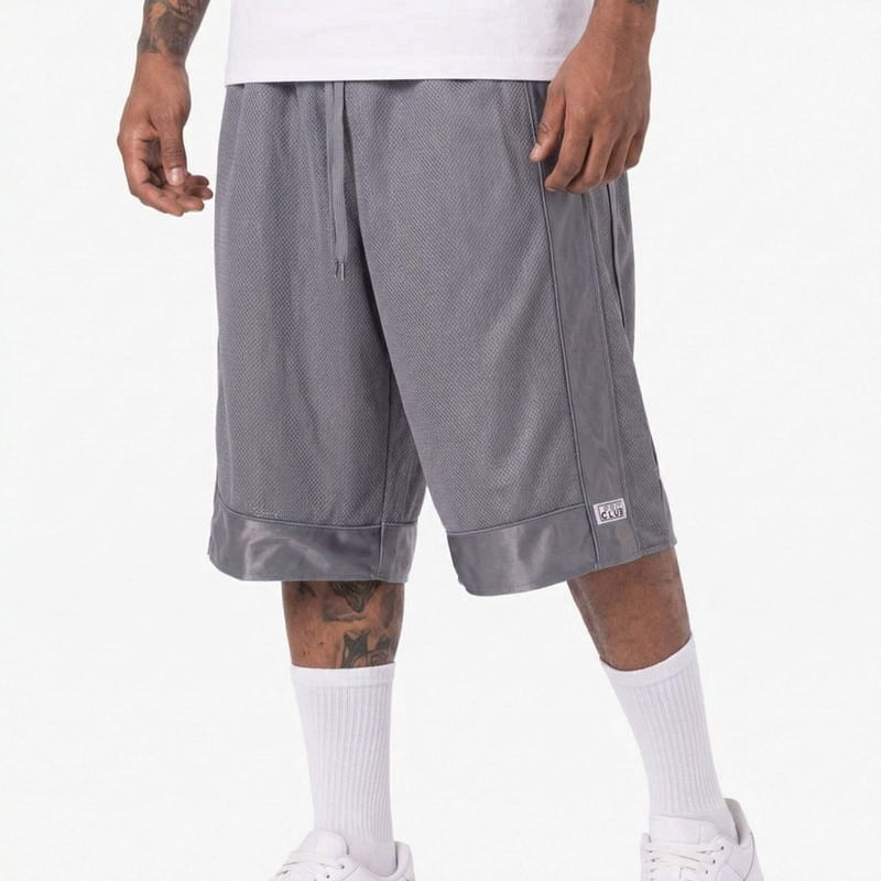 Men's Heavyweight Mesh Basketball Shorts with Pockets, Adjustable Waist