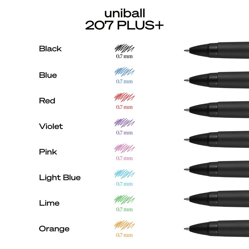 Uniball 207 Plus Retractable Gel Pens - Medium Point, Assorted Ink, 4 Pack