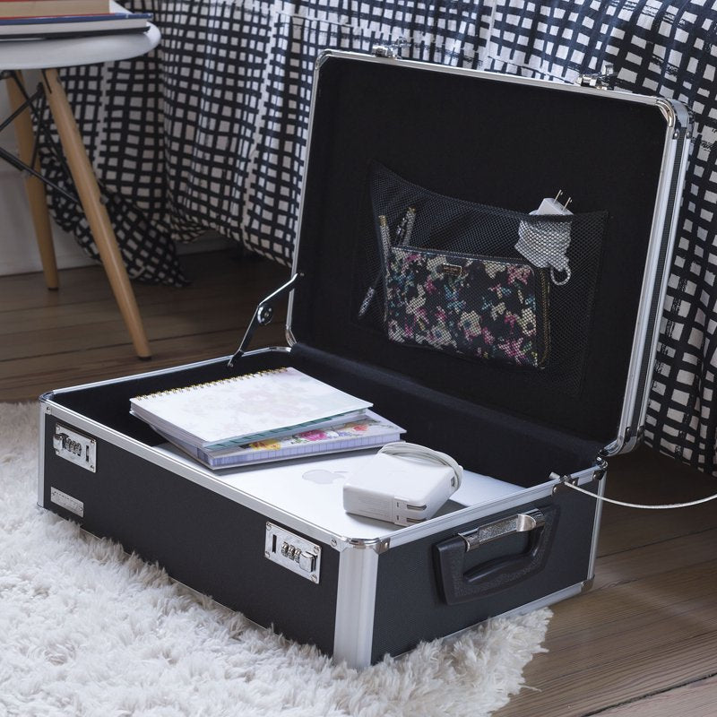 Locking Storage Box with Combination Lock 19.5x7x13.5 Inches Black Safe