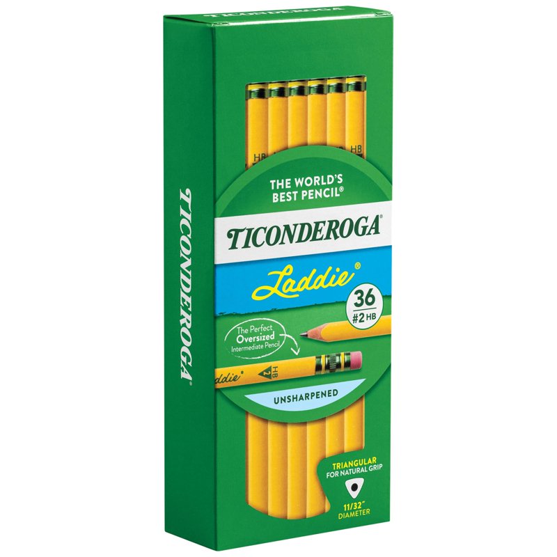 No. 2 Tri-Write Pencils with Eraser - Intermediate Size, Box of 36