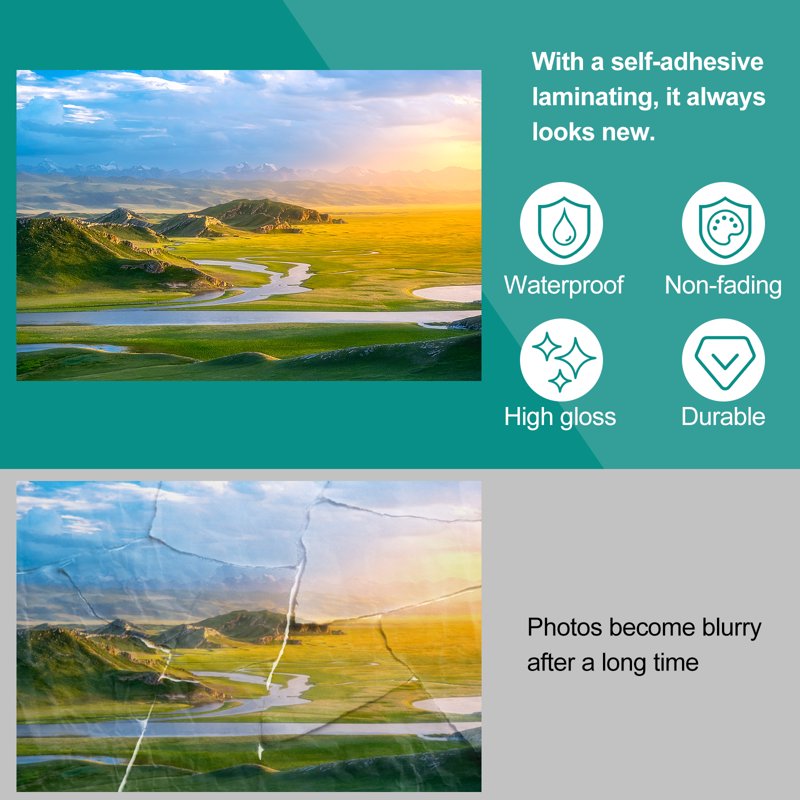 Self-Adhesive Laminating Sheets 4.3x6.4 inches Waterproof & Scratch Resistant - Pack of 64