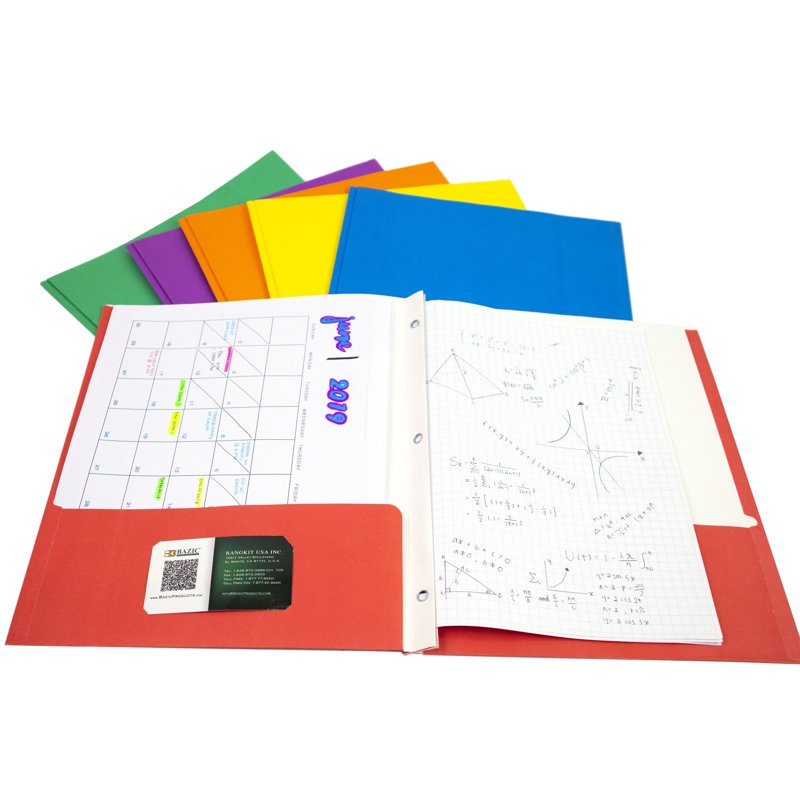 2-Pocket Paper Folder with Metal Prongs - Assorted Color 10-Pack