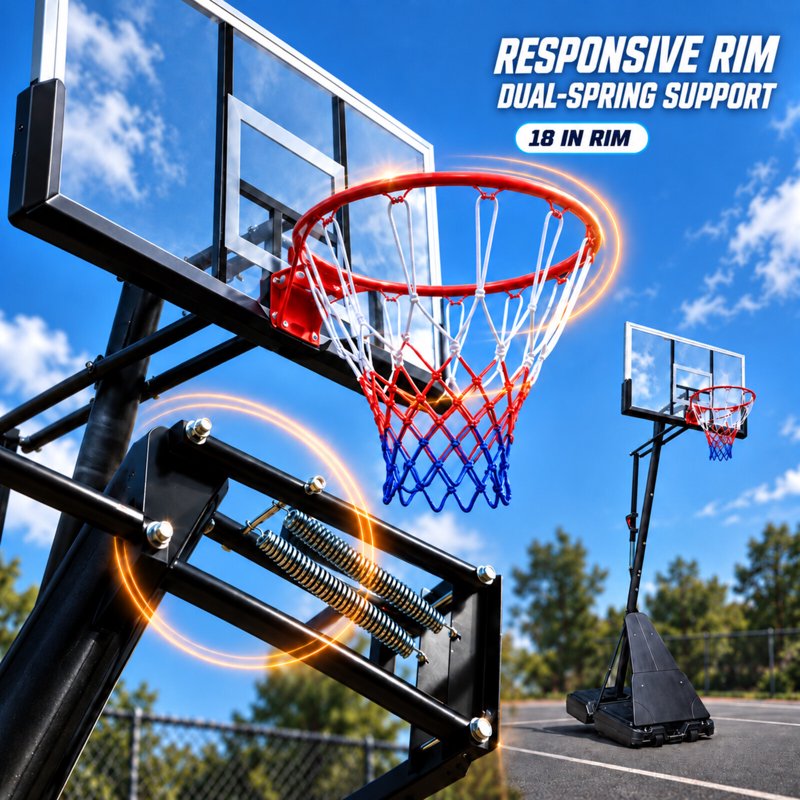 Portable Basketball Hoop System with 54 Inch Polycarbonate Backboard