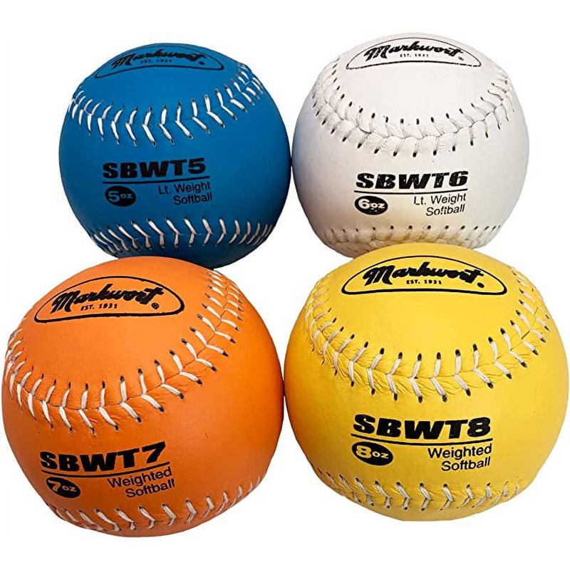 12-Inch Weighted Softball Set with Leather Cover - Training Balls for Pitchers