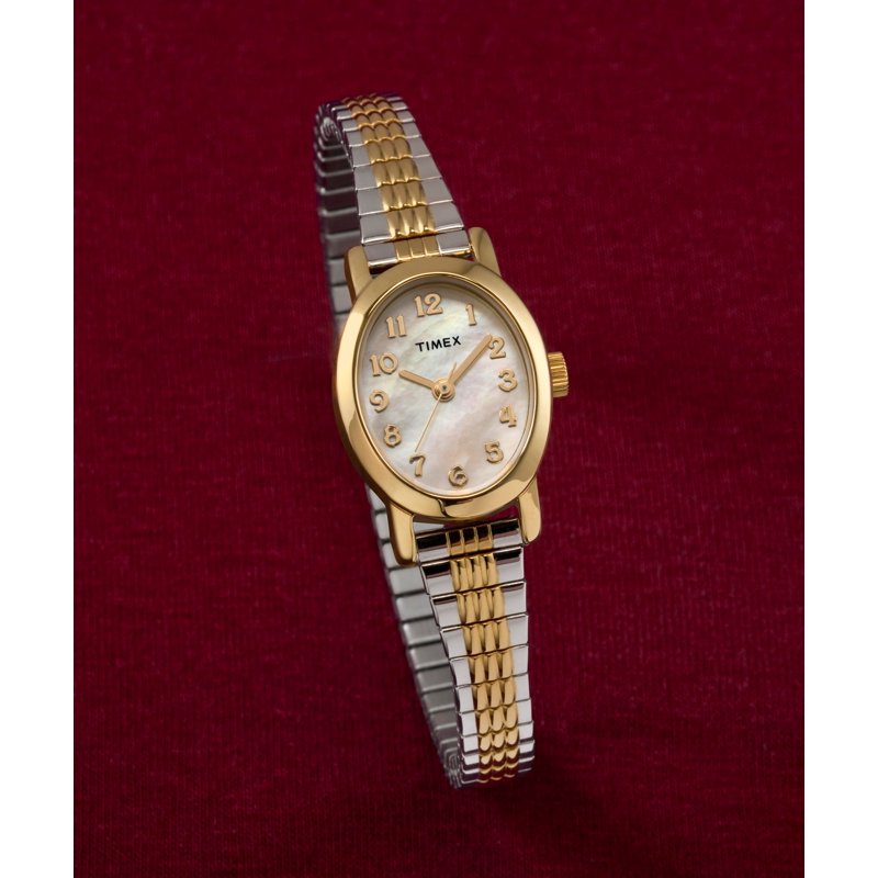 Timex Women's Cavatina 18mm Watch with Mother of Pearl Dial & Two-Tone Band