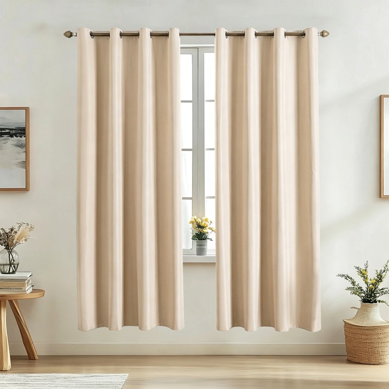 Insulated Blackout Curtains - Light Blocking Window Drape for Bedroom & Living Room, 59x63in