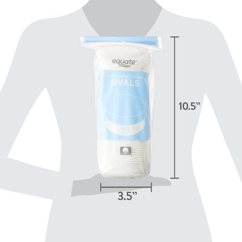 Exfoliating Cotton Ovals - Gentle Dual-Sided Cleansing Pads, 50 Count