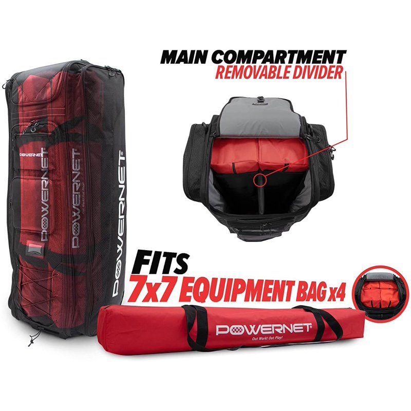 Baseball Travel Bag with Wheels & 20+ Pockets, Fits Catchers Gear & Bats