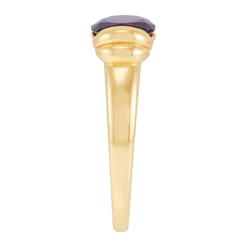 Sterling Silver & Gold-Plated Oval Simulated Amethyst Ring - Elegant Jewelry for February Birthdays