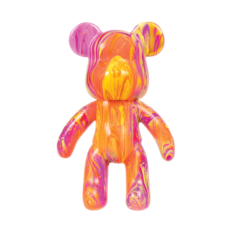DIY Paint Pour Craft Kit for Kids and Adults - 9-Inch Posable Bear, Mango Sunset