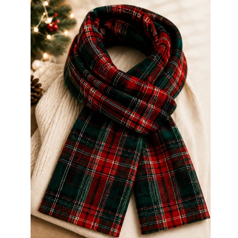 Red Green Plaid Flannel Fabric 1.5 Yards - Cotton for Crafts & Sewing