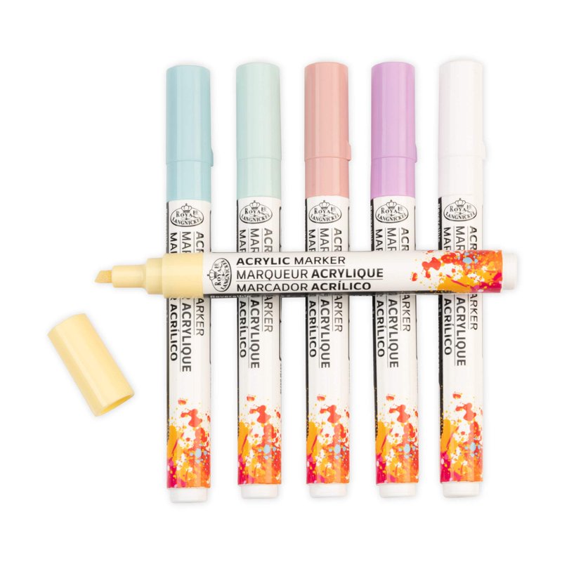 Pastel Acrylic Markers - 6 Vibrant 2mm Reversible Tip Art Markers