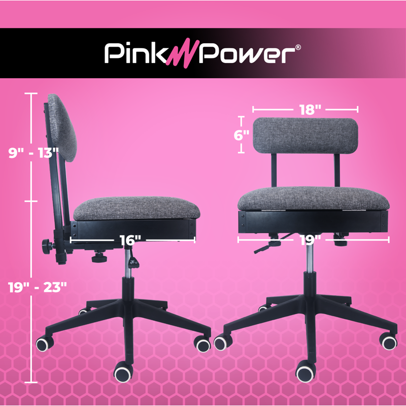 Ergonomic Sewing Chair with Wheels and Adjustable Back Support - Crafting & Quilting Stool