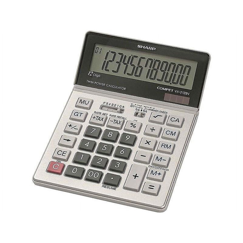 12-Digit Desktop Calculator with Solar Power, Large LCD Display