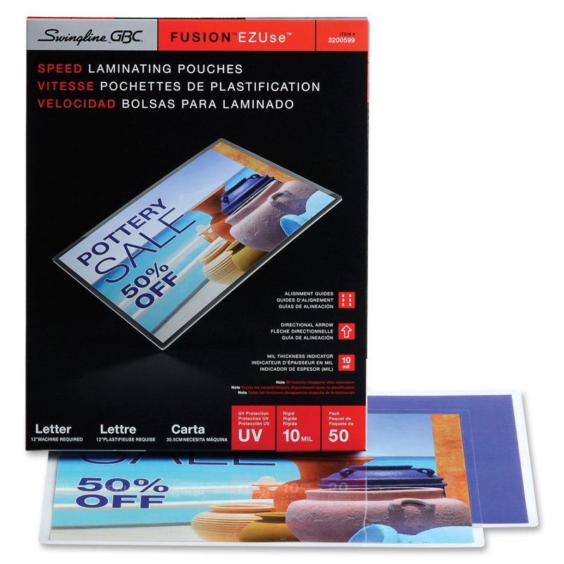 Thermal Laminating Pouches - Letter Size, 10 Mil, Speed Seal, 50 Pack