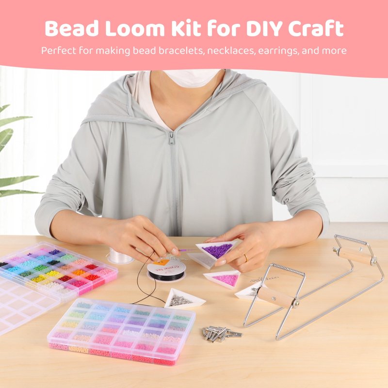 DIY Jewelry Bead Loom Kit with 46000 Glass Seed Beads and Accessories
