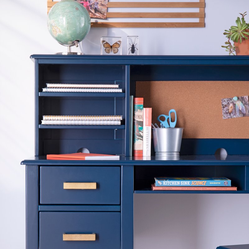 Kids Desk and Chair Set with Hutch - Wooden Study Table for Bedroom & Learning
