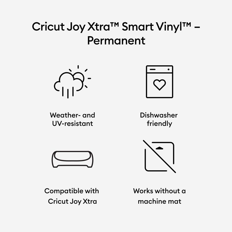 Matless Permanent Vinyl Roll for Cricut Joy Xtra - 9.5x6ft Outdoor-Grade White Vinyl